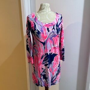 Lilly Pulitzer Paradise Point Cotton Neck 3/4 Sleeve Pull On A Line Dress XXS
